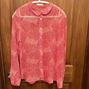 Equipment Red and White Patterned Women's Silk Blouse